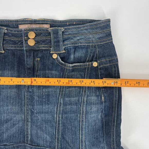 Y2K Candies Low Rise Ruffle Hem Denim Skirt With Embroidery Detail Women Size 5 - Picture 6 of 7